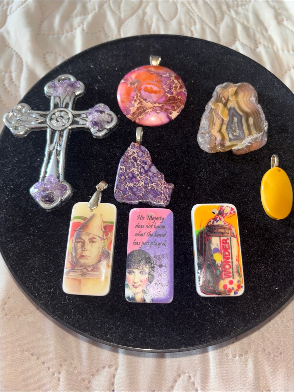 Assorted Purple and Yellow Gemstone Pendant Collection - Brand Unspecified